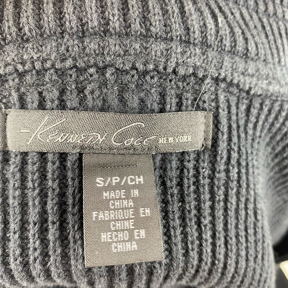 Kenneth Cole Black Ribbed Zip Cardigan - Picture 6 of 7